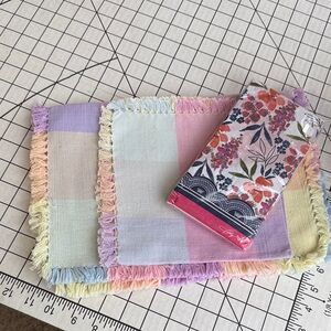 Vintage Pastel Plaid Placemats Set of 3 + Dolly Parton Floral Napkins